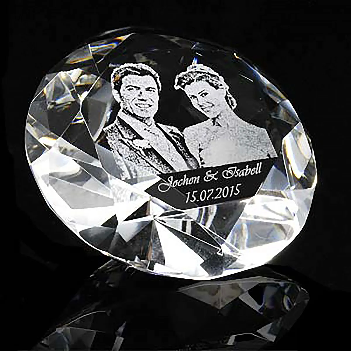 Fotoglas Diamant 12cm mit Fotogravur