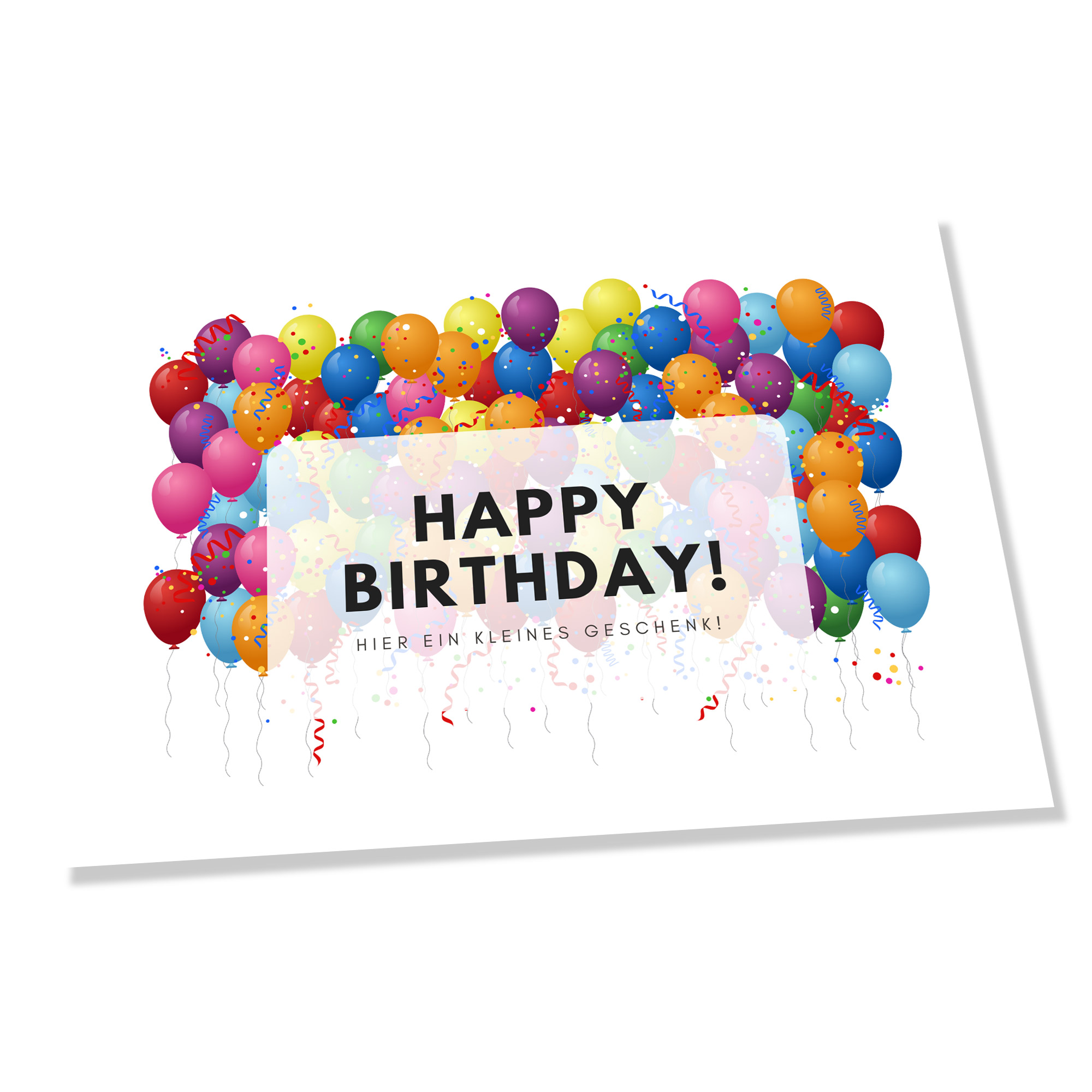 Gratisgrußkarte zum Geburtstag mit bunten Luftballons Motiven