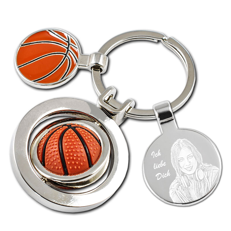 Schlüsselanhänger Basketball mit Fotogravur