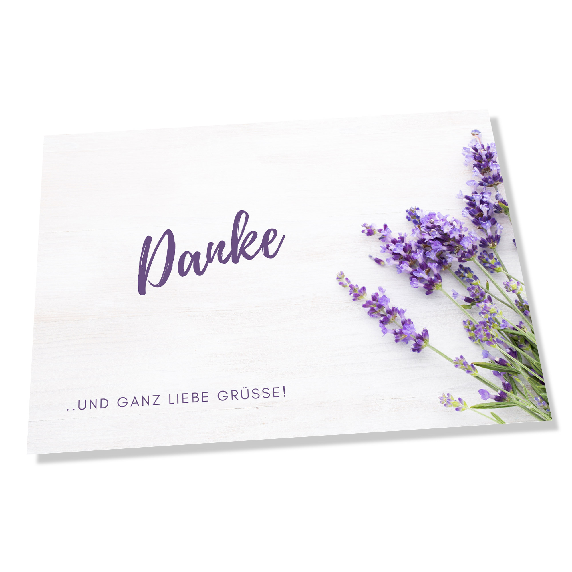 Gratisgrußkarte Danke mit Lavendel Motiv