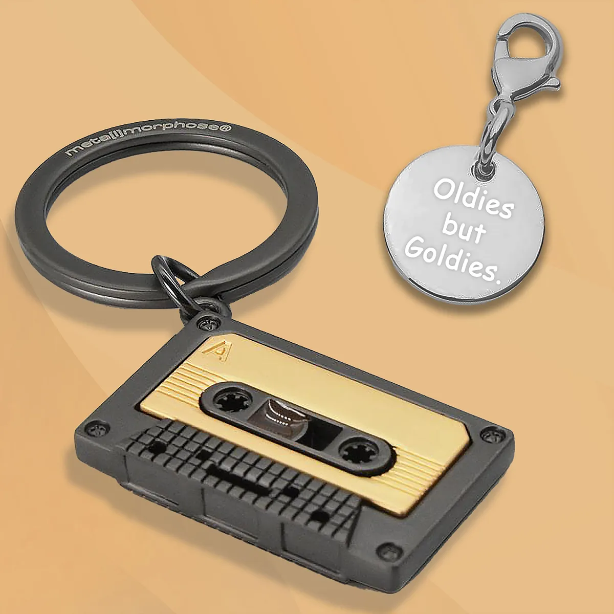 Schlüsselanhänger graviert Audio-Kassette