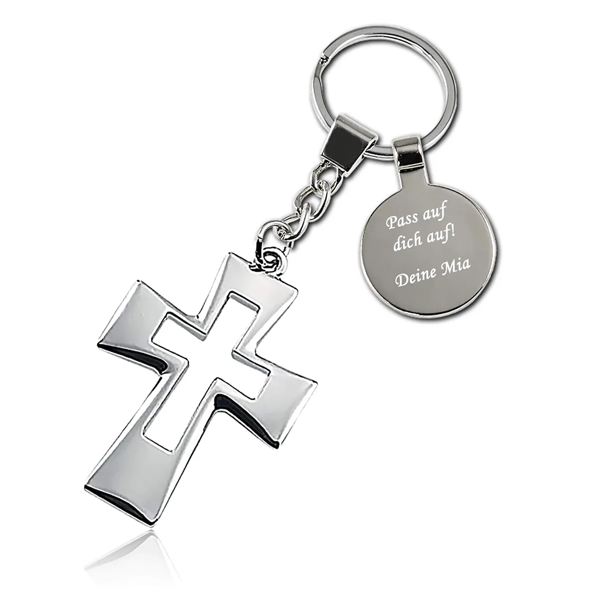 Schlüsselanhänger Glamour-Kreuz mit Gravur