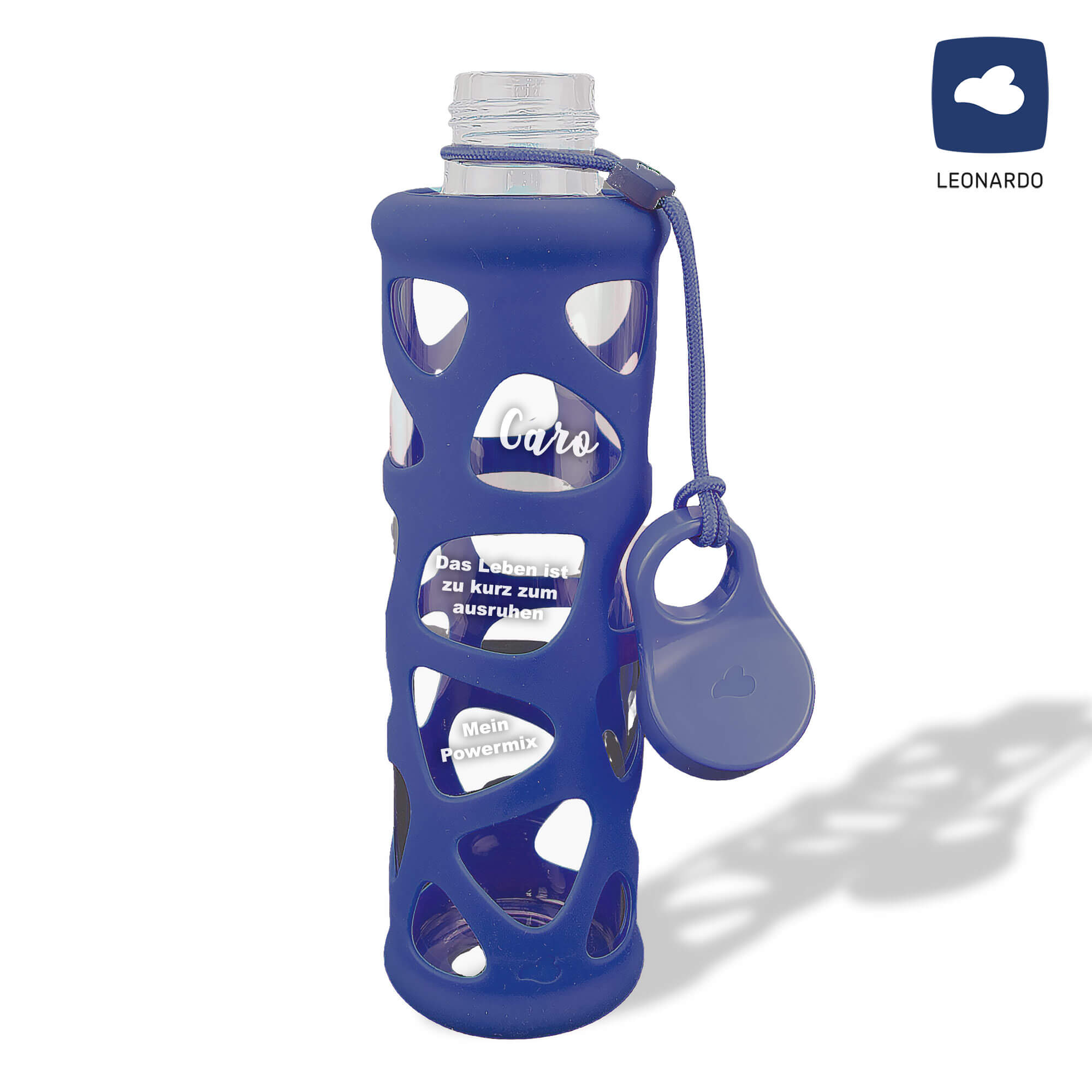 LEONARDO ToGo Flasche blau mit Gravur