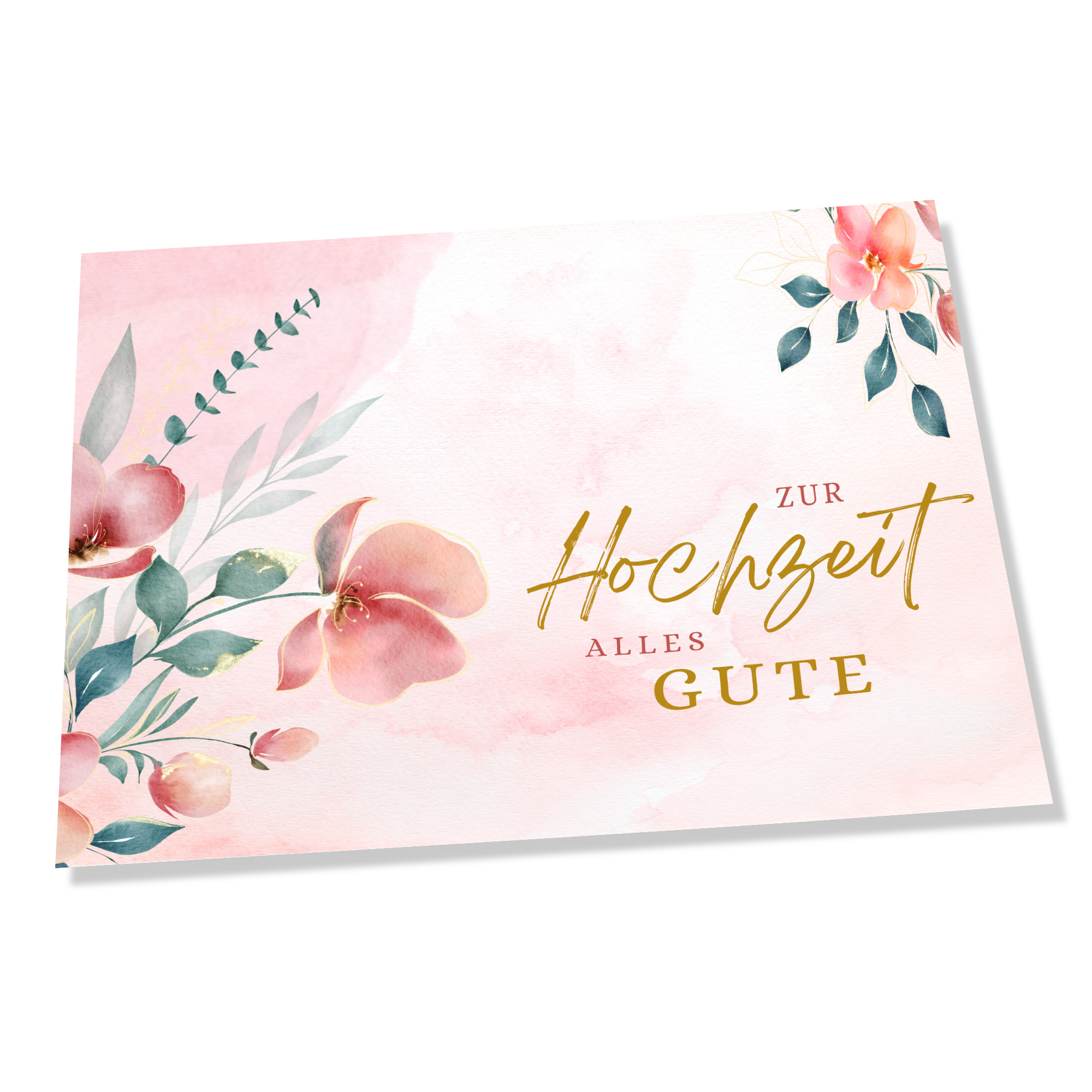 Gratisgrußkarte zur Hochzeit mit Blumen Motiv