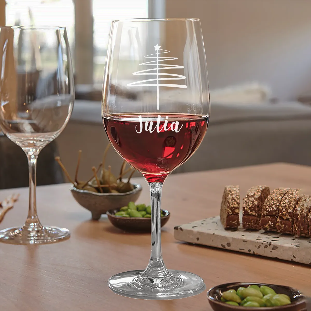 Rotweinglas mit Weihnachtsmotiv und Gravur Leonardo - Limited Edition