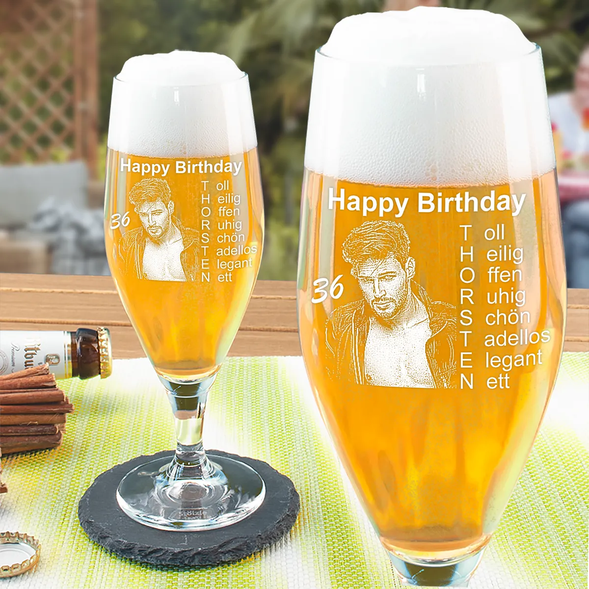 Graviertes Bierglas zum Geburtstag
