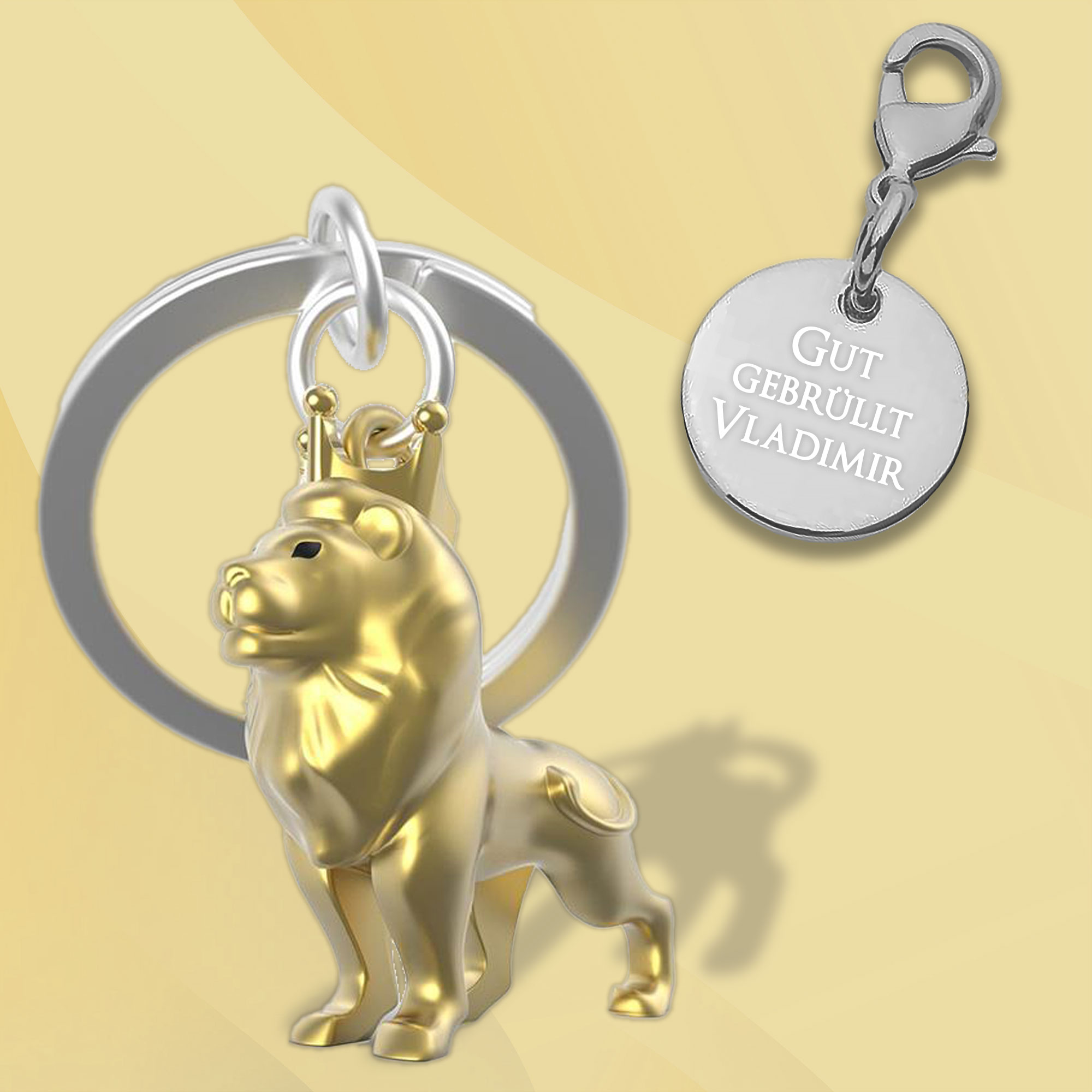 Personalisierter Schlüsselanhänger Löwe mit Gravur