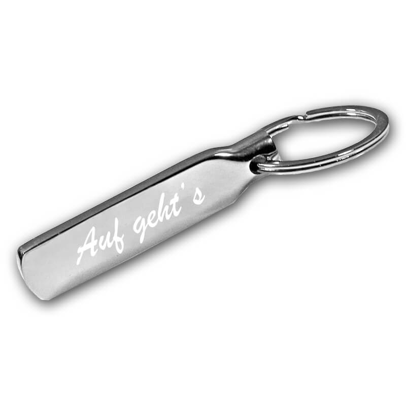 Schlüsselanhänger Stick mit Gravur in Silber