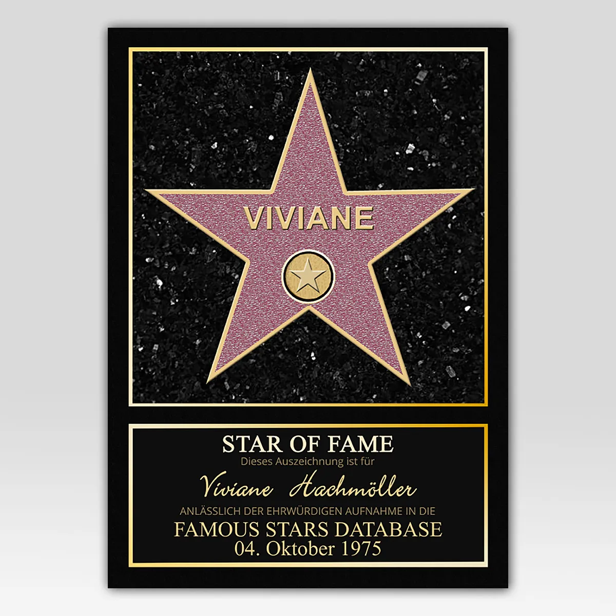 Star of Fame Design Poster mit Namen & Datum in 4 Größen