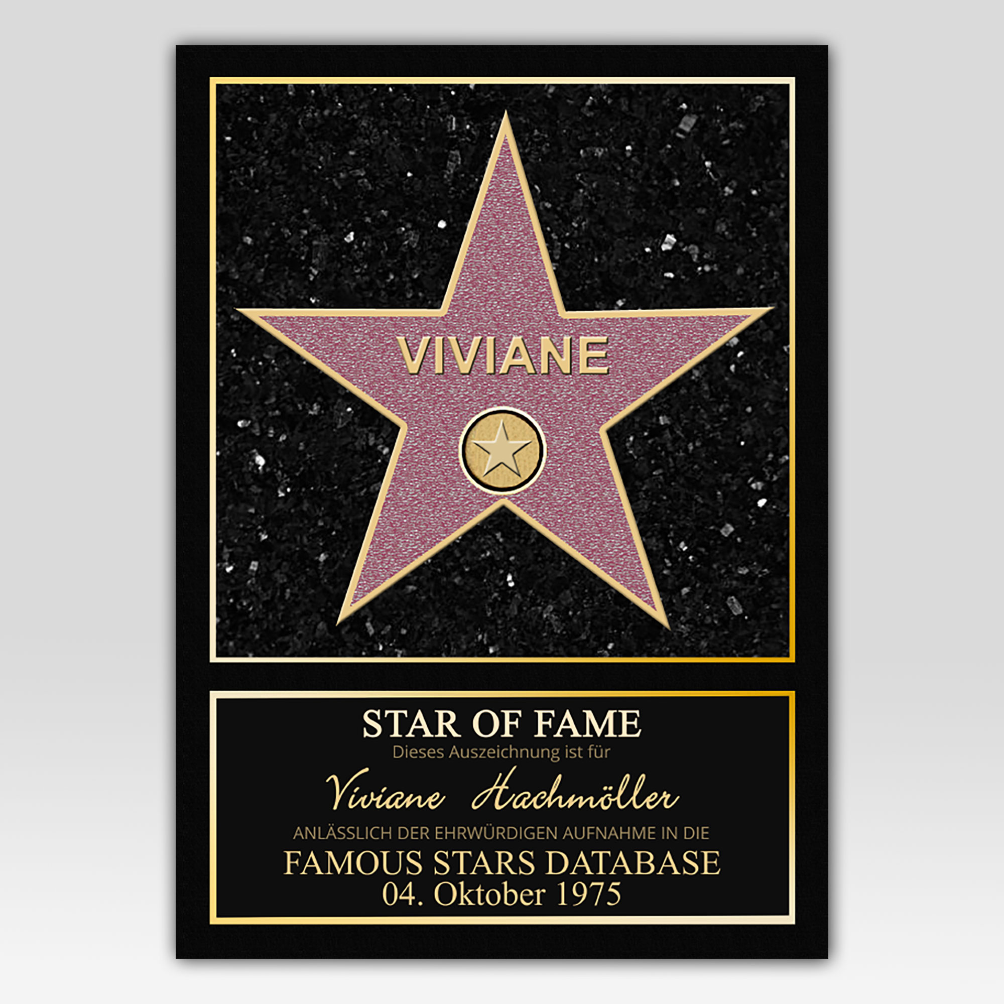 Star of Fame Poster personalisiert mit Name und Datum
