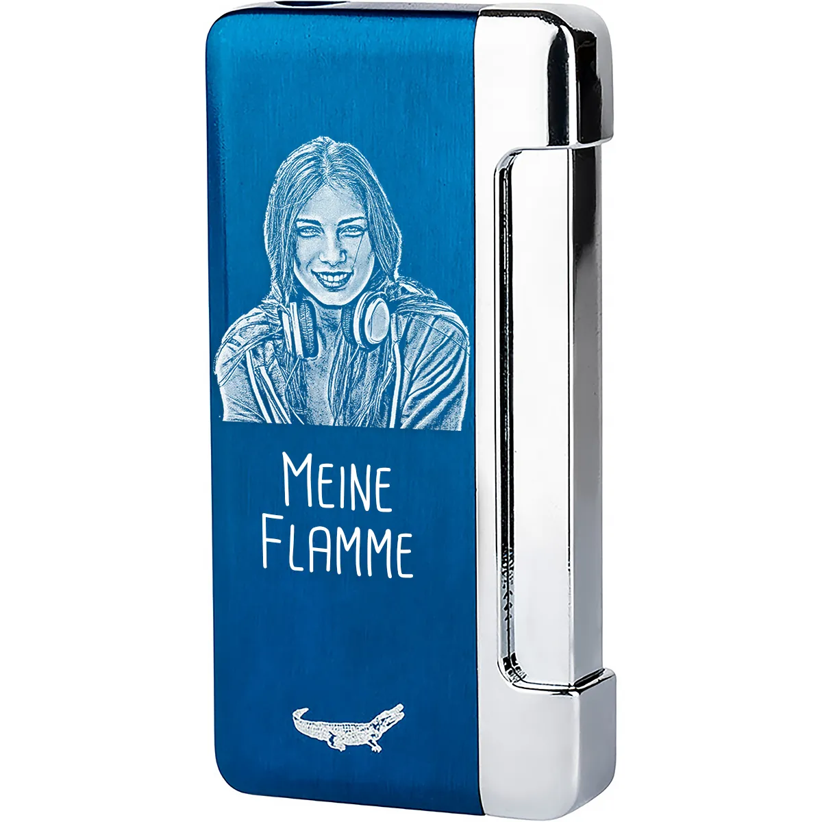 blaues Jet-Flame Feuerzeug von Formula mit Personalisierung