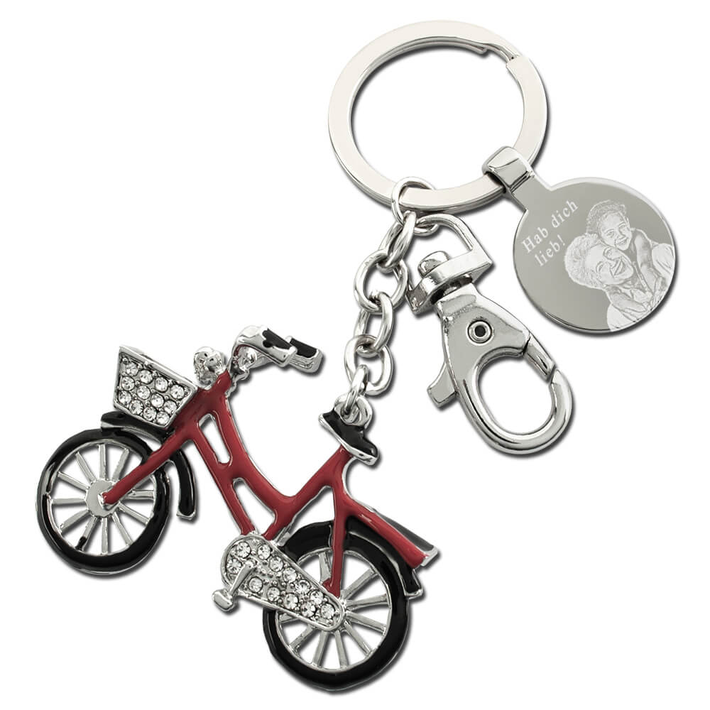 Red Bike Schlüsselanhänger mit Fotogravur